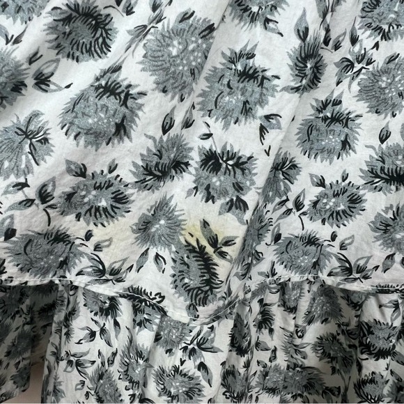 LoveShackFancy Paris Dandelion-Print Puff-Sleeve Mini A-Line Dress 2 Gray White - Picture 14 of 14